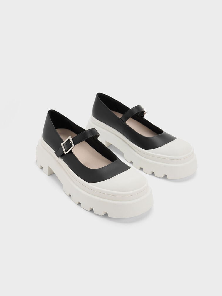 Two-Tone Platform Mary Janes, , hi-res