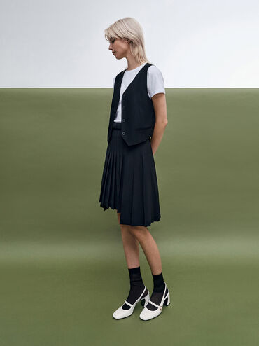 Pearl-Accent Mary Jane Pumps, White, hi-res