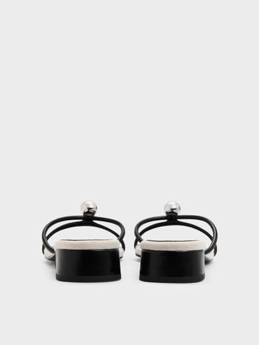 Georgie Metal-Ball Heeled Sandals, Black, hi-res