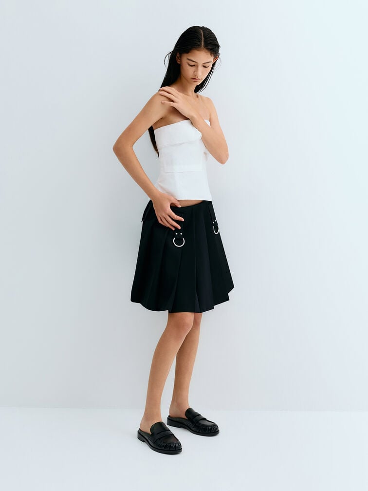 รองเท้าเปิดส้นทรงโลฟเฟอร์ดีไซน์เพนนีรุ่น Dylan, สีดำ, hi-res