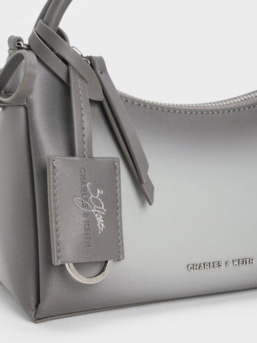 Hazel Burnished Bow Top Handle Bag, Grey, hi-res