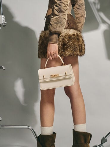 Arlet Belted Top Handle Bag, Cream, hi-res