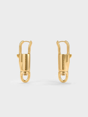 Delfina Lock-Buckle Earrings, Gold, hi-res