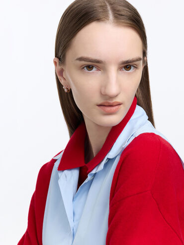 ต่างหูห่วงประดับคริสตัล รุ่น Roux, สีโรสโกลด์, hi-res