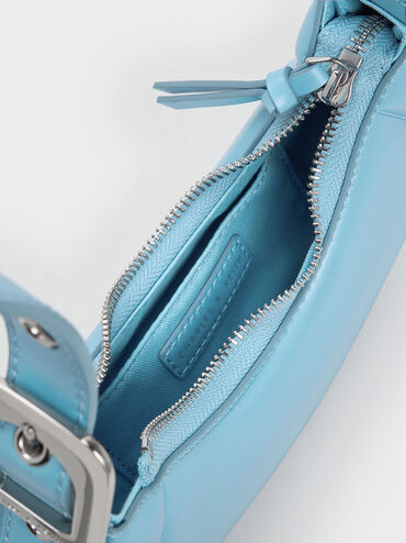 กระเป๋าสะพายไหล่ทรงโค้งรุ่น Petra, สีฟ้า, hi-res