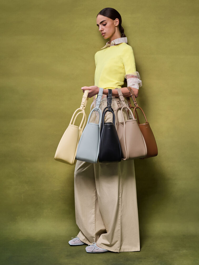 กระเป๋าโท้ทขนาดมินิดีไซน์ขอบรุ่น Lyla, สีช็อคโกแลต, hi-res