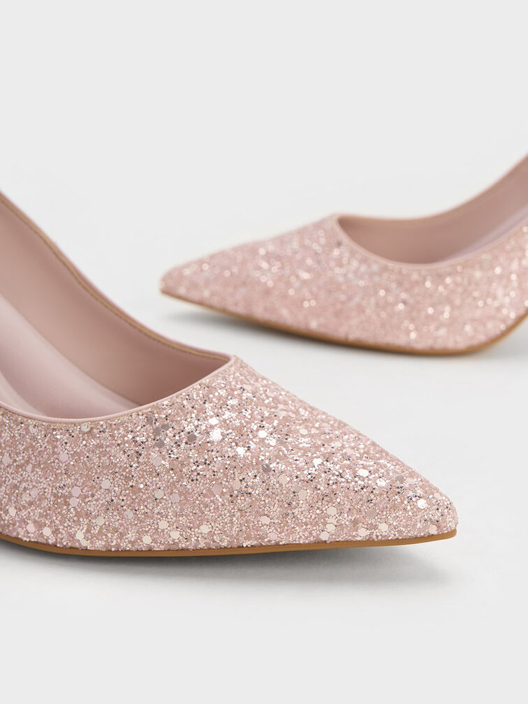 Emmy Glittered Pointed-Toe Pumps, , hi-res