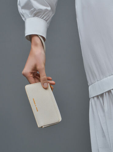 กระเป๋าใส่บัตรหลายช่องพร้อมสายคล้องมือรุ่น Dixie, สีครีม, hi-res