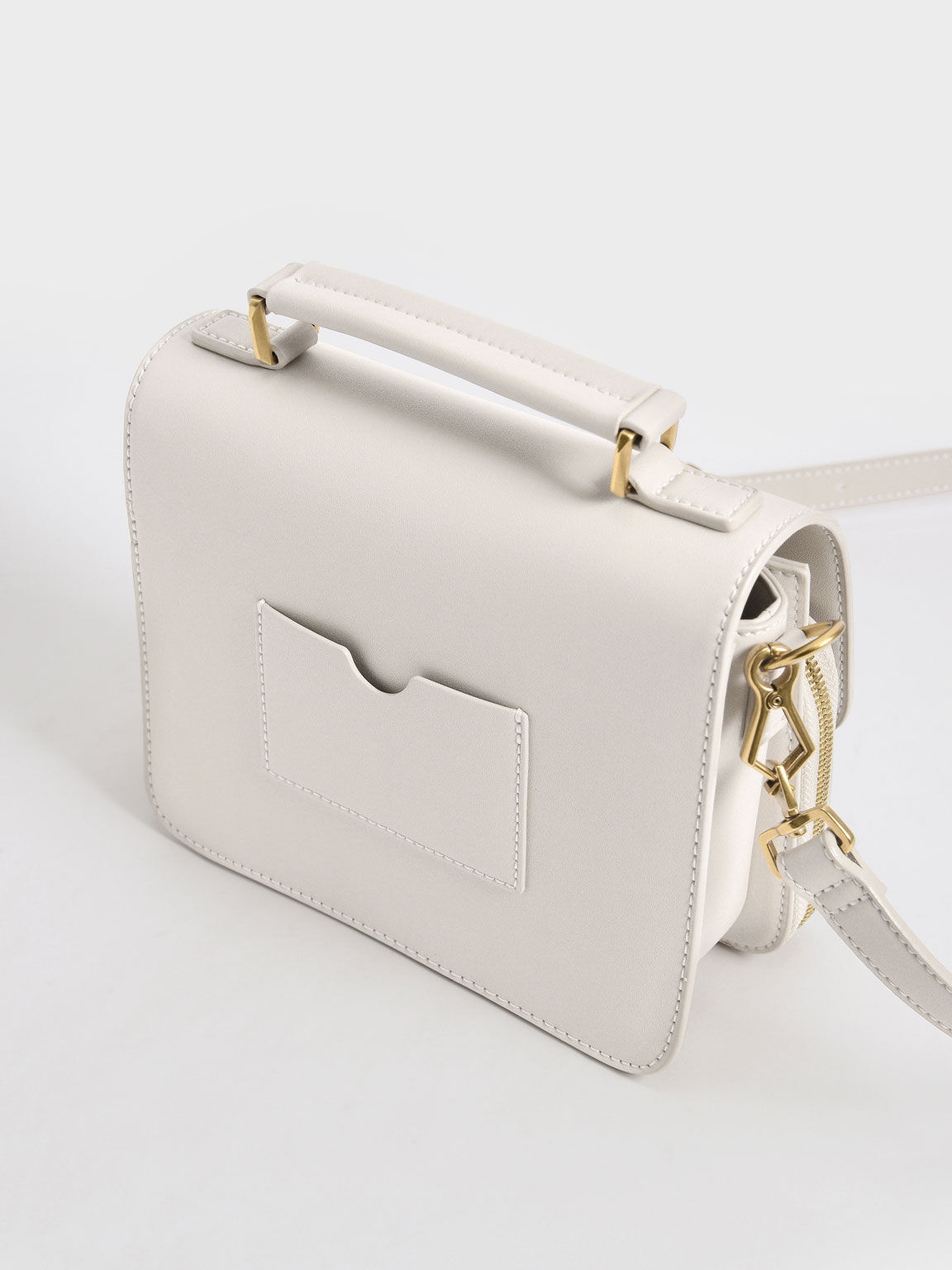 Ivory Front Flap Top Handle Crossbody Bag CHARLES KEITH TH