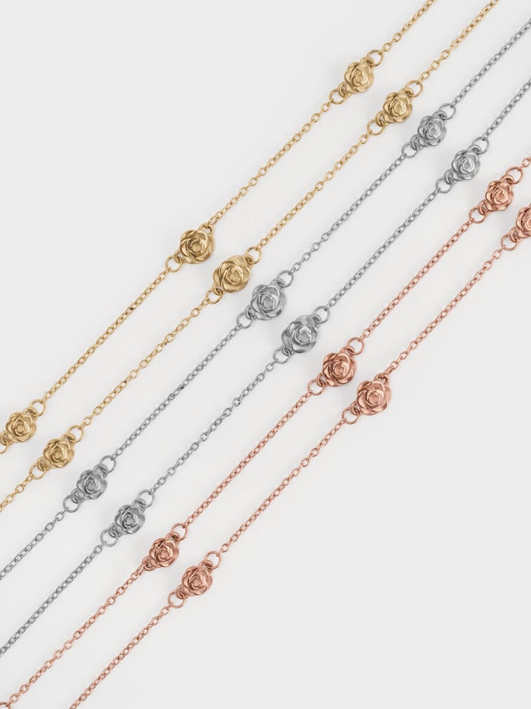 Rosalind Flower-Motif Necklace, Brushed Rose Gold, hi-res