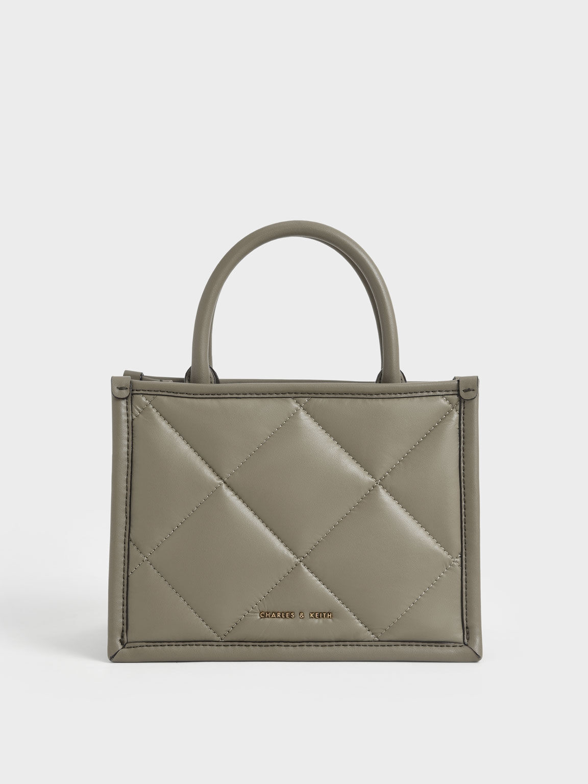 Celia Quilted Double Handle Tote Bag, Taupe, hi-res