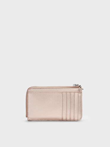 Arrietty Metallic Quilted Zip-Around Wallet, Rose Gold, hi-res