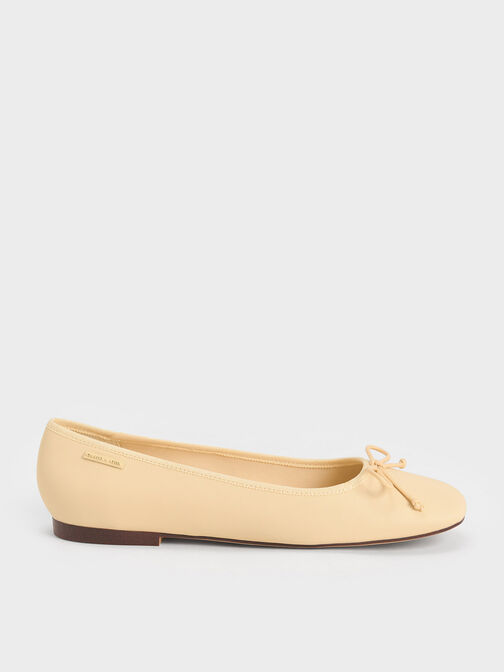 Rounded Square-Toe Bow Ballerinas, , hi-res