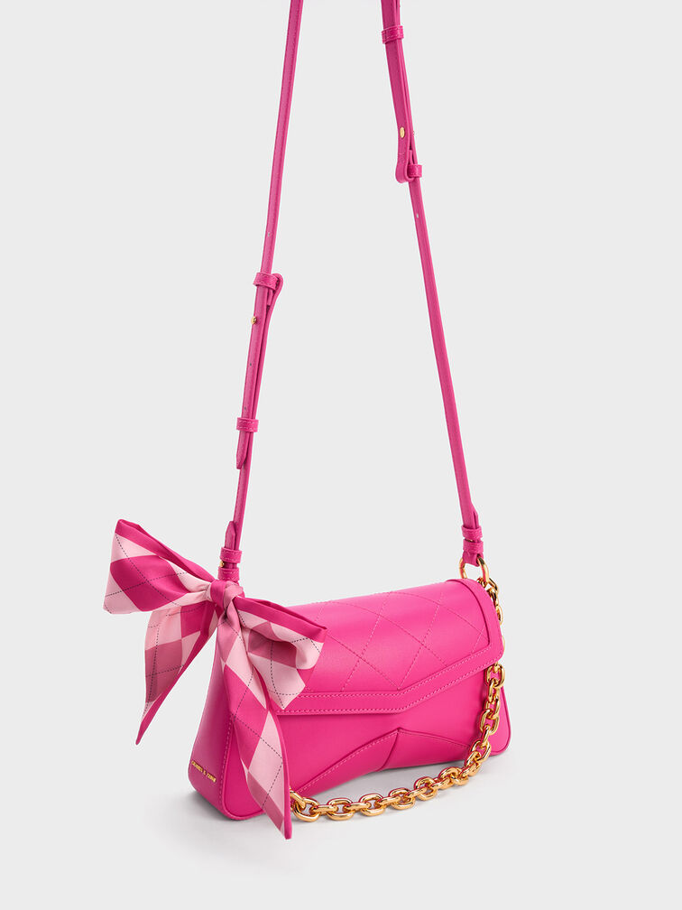 Arley Scarf Chain-Link Trapeze Bag, , hi-res