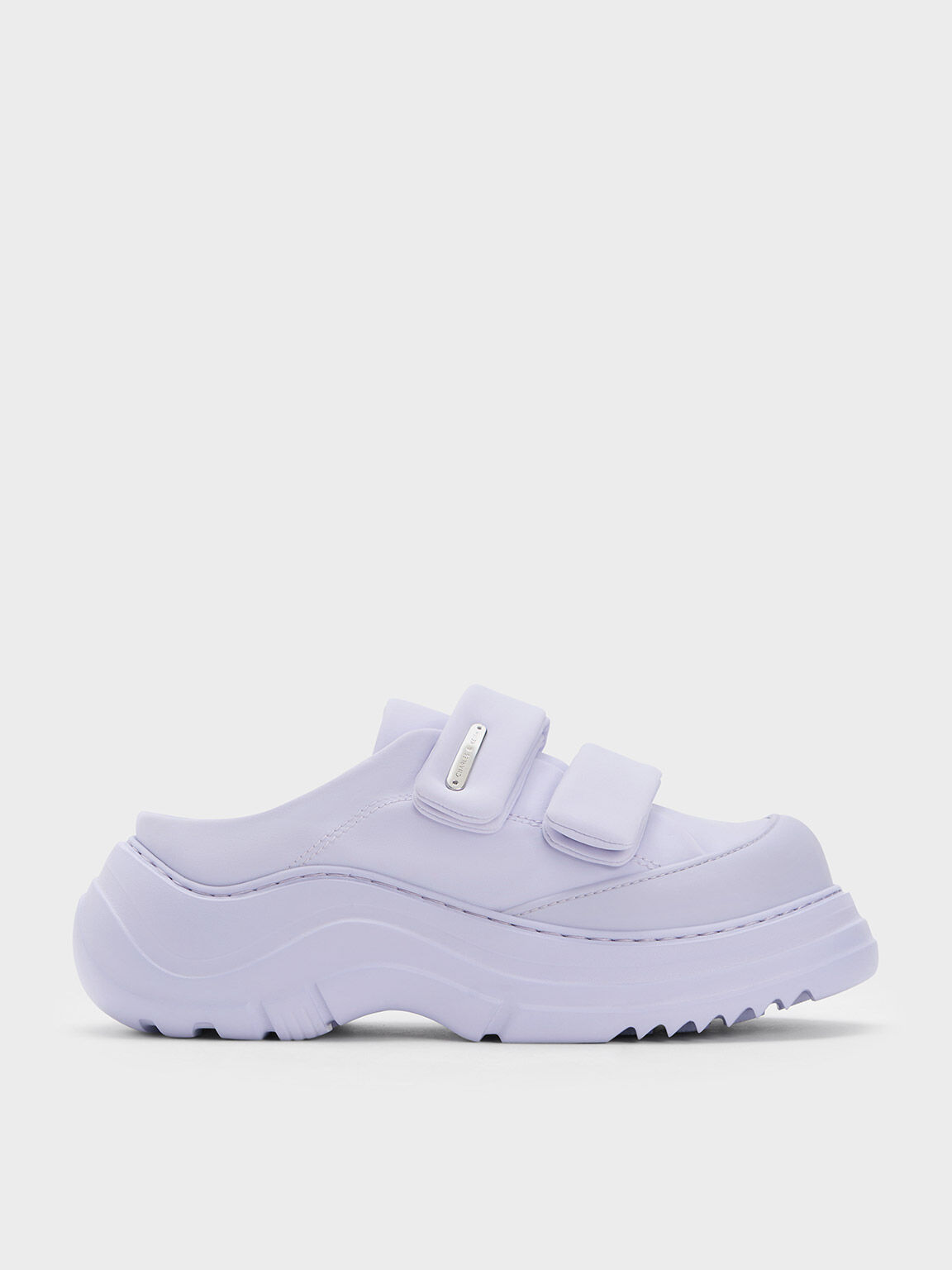 Lilac Nylon Padded Double Strap Slip On Sneakers CHARLES KEITH TH