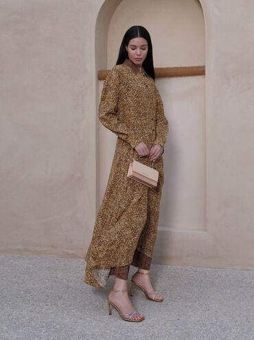 Kristine Glittered Wallet On Chain, Pink, hi-res