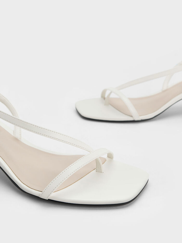 Metallic Trapeze Heel Thong Sandals, , hi-res