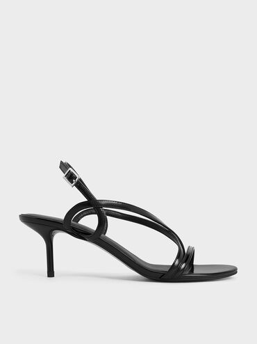 Strappy Stiletto-Heel Slingback Sandals, Black Boxed, hi-res