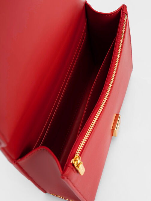 Georgette Chain Handle Bag, สีแดง, hi-res