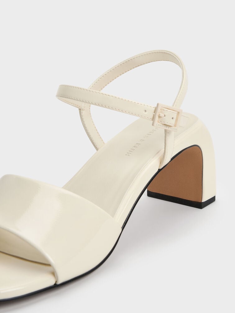 Patent Ankle-Strap Heeled Sandals, Butter, hi-res