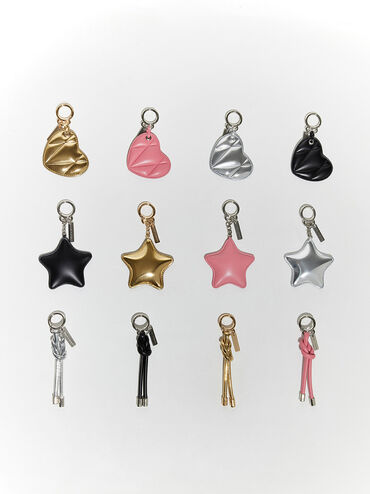 Heart Quilted Mirror Charm, Noir, hi-res
