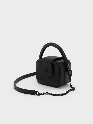 กระเป๋าถือทรงกล่องใบเล็กรุ่น Vertigo, สีดำอะไหล่สีดำ, hi-res