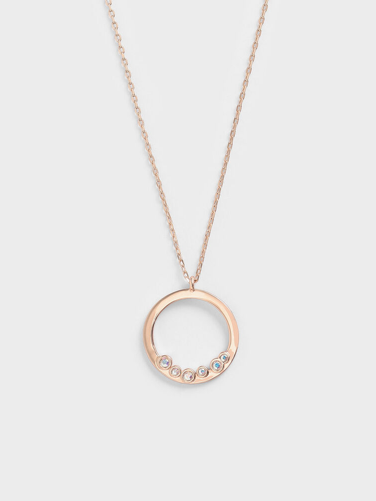 Swarovski® Crystal Studded Pendant Necklace, สีโรสโกลด์, hi-res