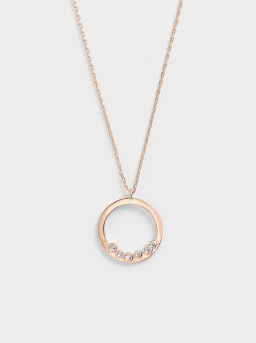Swarovski® Crystal Studded Pendant Necklace, สีโรสโกลด์, hi-res