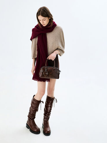 Nellie Heart-Charm Bowling Bag, Distressed Coffee, hi-res