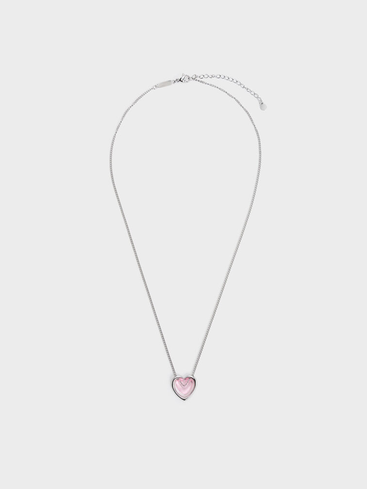 สร้อยคอประดับจี้รูปหัวใจเรซิ่นรุ่น Annalise, สีชมพู, hi-res