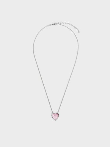 สร้อยคอประดับจี้รูปหัวใจเรซิ่นรุ่น Annalise, สีชมพู, hi-res