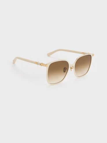 Ophelia Metallic-Accent Square Sunglasses, Cream, hi-res