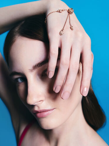 Rosalind Flower-Motif Bracelet, Brushed Rose Gold, hi-res