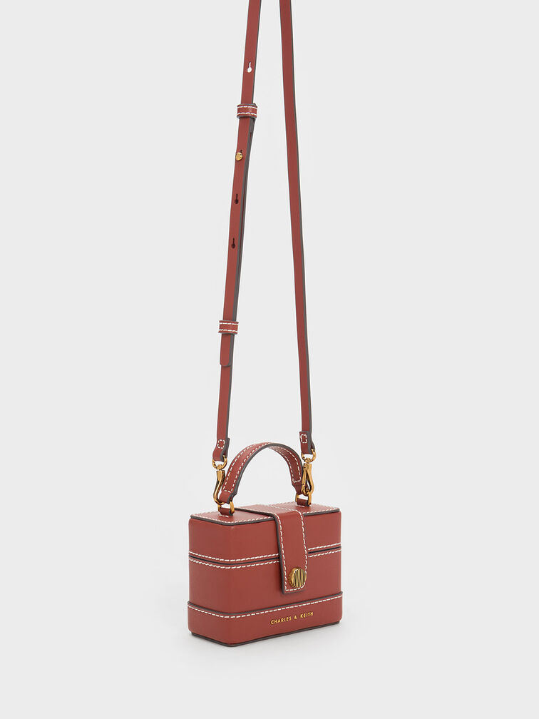 Mini Bronte Contrast Trim Top Handle Bag, Mocha, hi-res