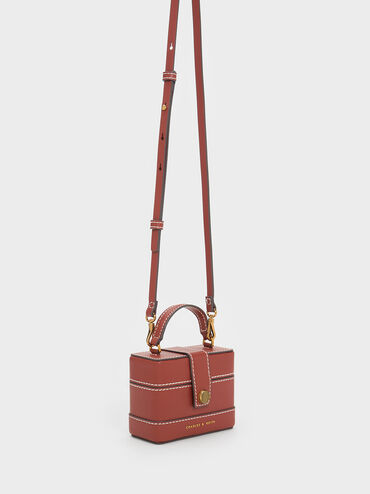 Mini Bronte Contrast Trim Top Handle Bag, สีมอคค่า, hi-res