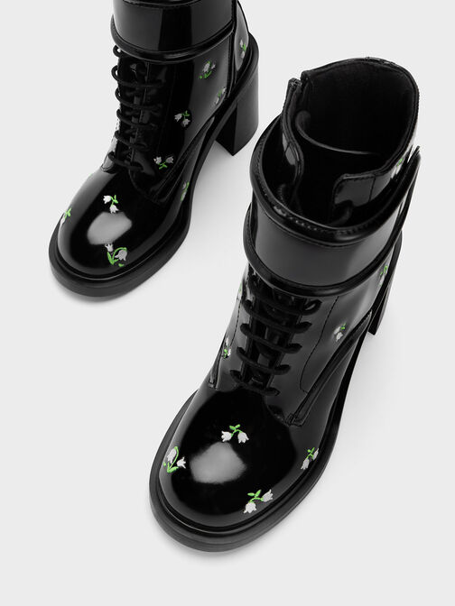 Rosalie Leather Floral Ankle Boots, , hi-res