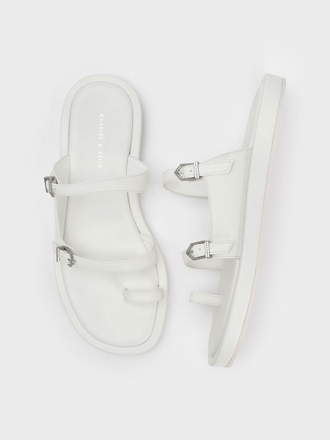 Double buckle sales sandals white