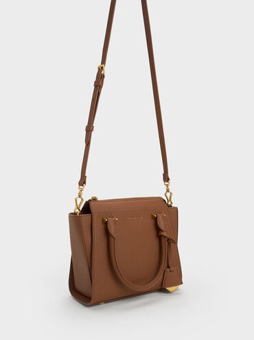 Harper Geometric Top Handle Bag, Chocolate, hi-res