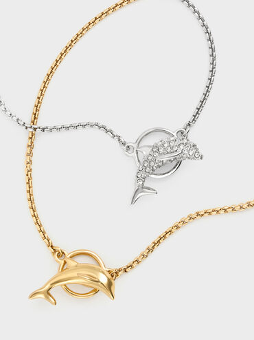 Delfina Dolphin Ball Bracelet, Gold, hi-res