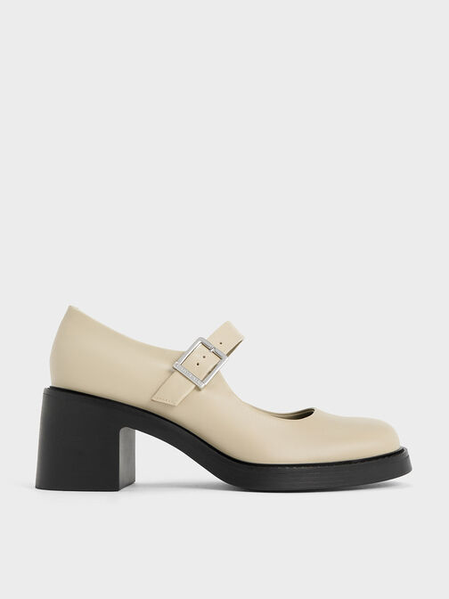 Hester Mary Jane Block-Heel Pumps, Chalk, hi-res