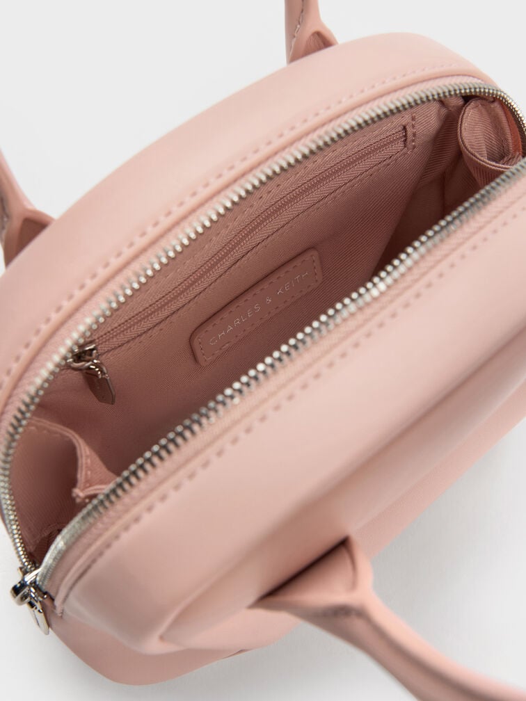 กระเป๋าทรงโบว์ลิ่งรุ่น Nelly, สีชมพูอ่อน, hi-res