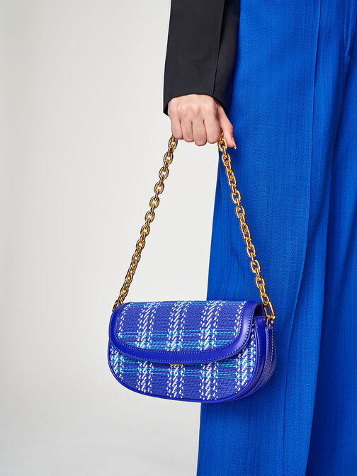 Lillie Tweed Curved Chain Handle Bag, , hi-res