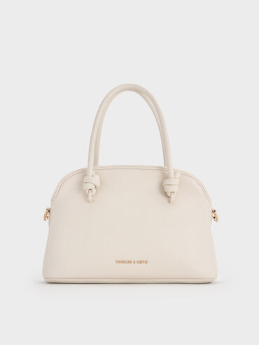 Sammie Knotted-Handle Bowling Bag, Cream, hi-res