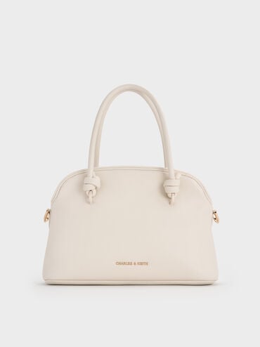 Sammie Knotted-Handle Bowling Bag, Cream, hi-res