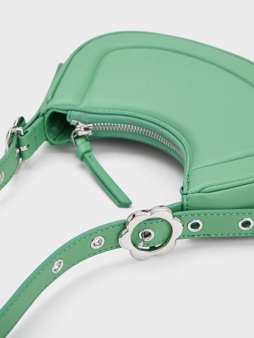 Petra Curved Shoulder Bag, Green, hi-res