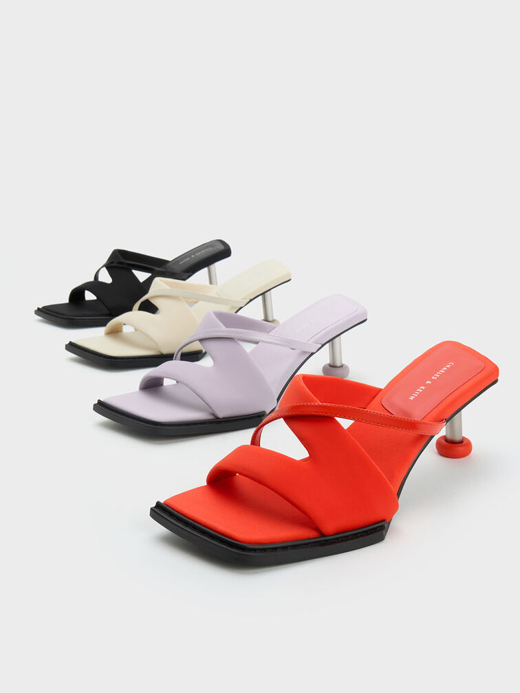 Crossover Sculptural Heel Sandals, สีดำ, hi-res