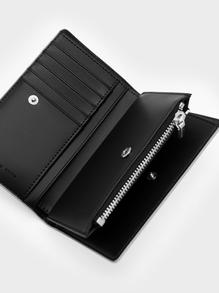 Cadence Metallic Top-Zip Wallet, Silver, hi-res