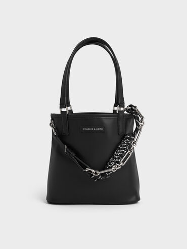 Addison Striped Knotted-Rope Double-Handle Tote Bag, Pinstripe Blue, hi-res