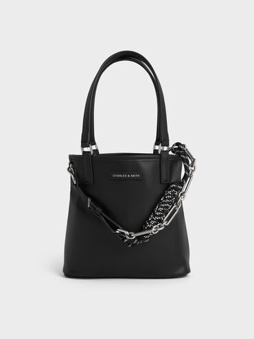 Addison Striped Knotted-Rope Double-Handle Tote Bag, Pinstripe Blue, hi-res