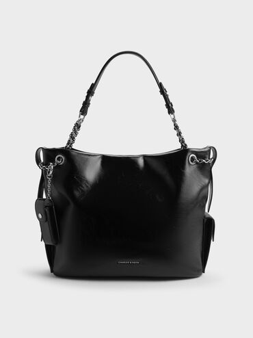 XL Lottie Side-Pocket Tote Bag, Noir, hi-res
